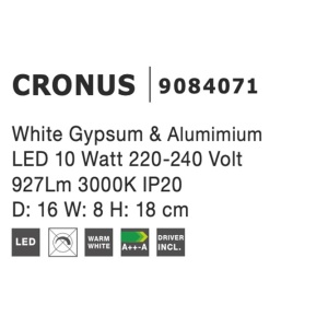 Aplica LED de perete design modern Cronus gips alb NVL-9084071 - Img 8