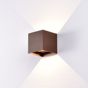 Aplica LED de perete iluminat exterior ambiental IP54 DAVOS corten