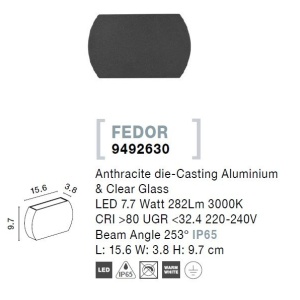 Aplica LED de perete pentru iluminat exterior IP65 PARRIS 205937 universul-luminii.ro