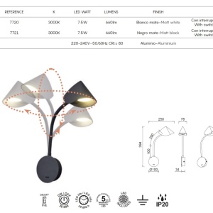 Aplica LED de perete reglabila GOA alba 221177 universul-luminii.ro