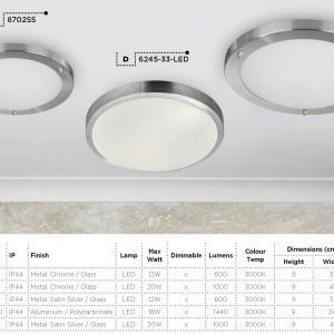 Aplica LED de perete / tavan pentru baie IP44 Flush 42cm 8703SS SRT 74607 universul-luminii.ro