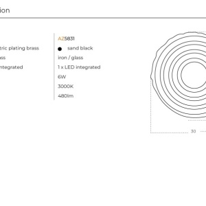 Aplica LED design modern decorativ NESTOR TOP 30 brass 144867 universul-luminii.ro