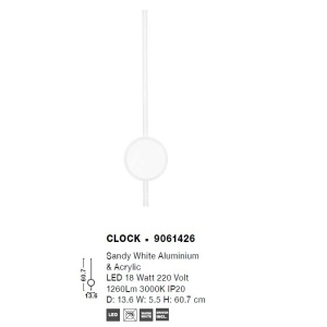 Aplica LED design modern minimalist CLOCK alba - Img 6