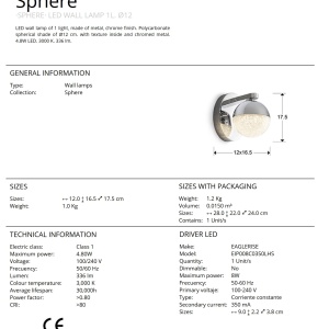 Aplica LED design modern Sphere crom SV-793168 - Img 6