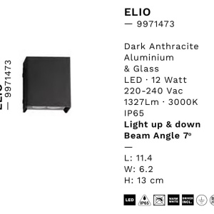 Aplica LED exterior iluminat sus si jos IP65 ELIO antracit 250237 universul-luminii.ro