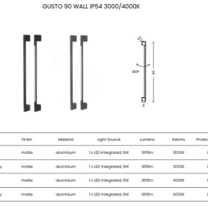 Aplica LED iluminat exterior ambiental IP54 GUSTO 90 3000K gri - Img 2