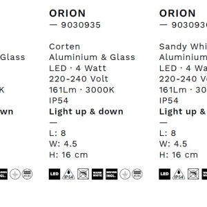 Aplica LED iluminat exterior ambiental IP54 ORION alba 158307 universul-luminii.ro
