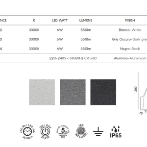 Aplica LED iluminat exterior ambiental IP65 ANDES alba 135907 universul-luminii.ro