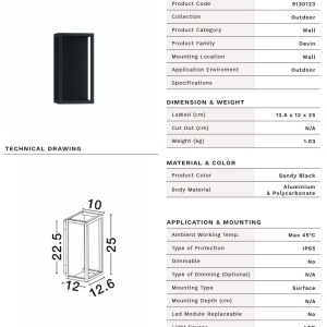 Aplica LED iluminat exterior IP65 DEVIN negru - Img 8