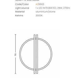 Aplica LED lumina ambientala SATURN 72 WALL 3000K - Img 2