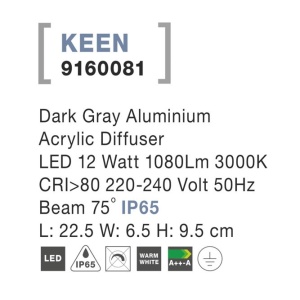 Aplica LED moderna pentru iluminat exterior IP65 KEEN 190917 universul-luminii.ro