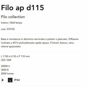 Aplica LED pentru baie cu protectie IP44 Filo ap d115 alama 142137 universul-luminii.ro