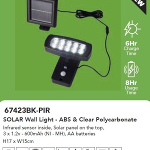 Aplica LED solara de exterior cu senzor de miscare IP44 Solar 221397 universul-luminii.ro