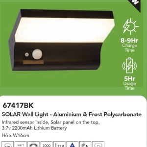 Aplica LED solara de exterior cu senzor de miscare IP54 Solar 223117 universul-luminii.ro