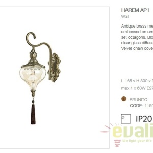 Aplica LUX clasica din alama finisaj antichizat, HAREM AP1 115962 45097 universul-luminii.ro