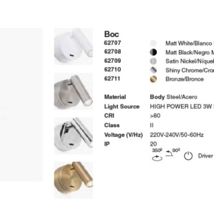 Aplica moderna cu reader LED design minimalist BOC chrome - Img 3