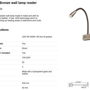 Aplica moderna cu reader LED LEAD Bronze 62704 83467 universul-luminii.ro