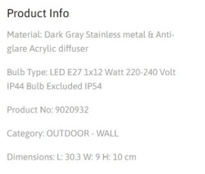 Aplica pentru exterior design modern IP54 Santo 219247 universul-luminii.ro