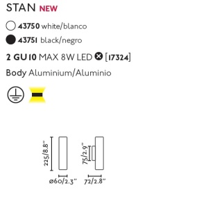 Aplica perete ambientala design modern STAN 2L neagra 83457 universul-luminii.ro