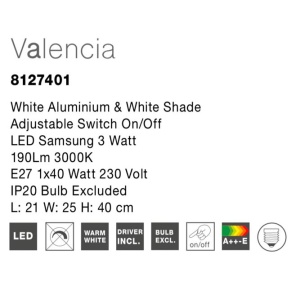 Aplica perete cu reader LED design modern Valencia NVL-8127401 76527 universul-luminii.ro