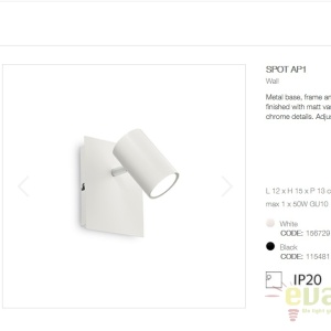 Aplica perete design modern minimalist SPOT AP1 alba 156729 - Img 3