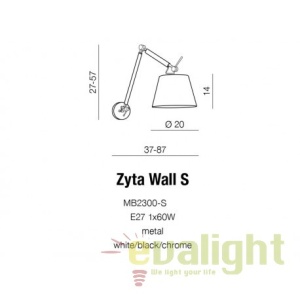 Aplica perete directionabila design modern ZYTA S ALU gri 69637 universul-luminii.ro