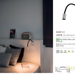 Aplica perete LED cu reader design modern minimalist LESER 41026 52827 universul-luminii.ro