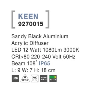 Aplica perete LED de exterior IP65 KEEN NVL-9270015 79607 universul-luminii.ro