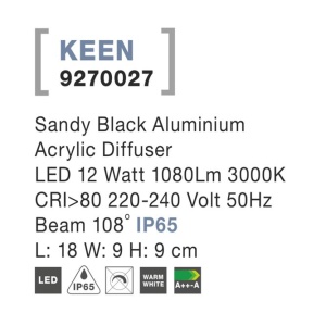 Aplica perete LED de exterior IP65 KEEN NVL-9270027 79877 universul-luminii.ro