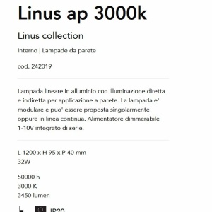 Aplica perete LED liniara 120cm ambientala LINUS AP 3000K BK 93817 universul-luminii.ro