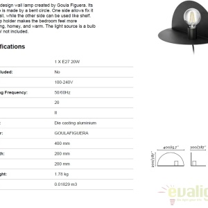 Aplica perete moderna cu raft NIT neagra dreapta 01006 173097 universul-luminii.ro
