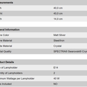 Aplica perete stil clasic cu cristale Swarovski Giada argintiu mat 62997 universul-luminii.ro