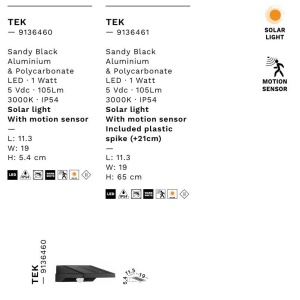 Aplica solara LED cu senzor de miscare Tek IP54 - Img 3