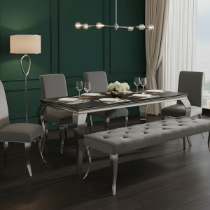 Banca eleganta Modern Barock 170cm, gri / argintiu - Img 6
