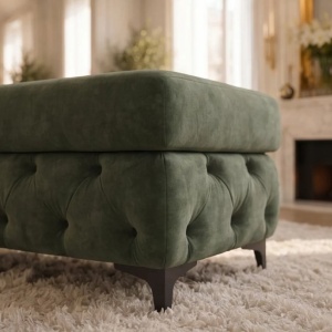 Bancheta design Chesterfield, Catifea verde inchis, MODERN BAROCK - Img 3