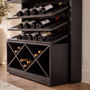 Bar negru din lemn de mango cu oglinda SCORPION 160cm - Img 4