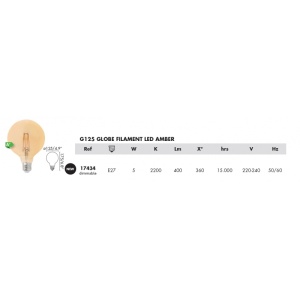 Bec E27 GLOBE LED LED AMBER 5W 2200K DIMABLE 17434 47157 universul-luminii.ro