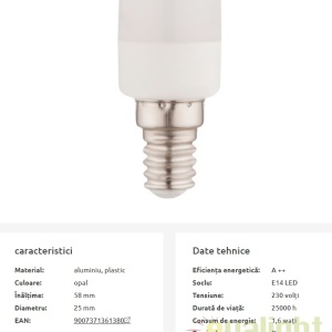 Bec LED E14 mini opal 1,6W 3000K 10616 GL 59927 universul-luminii.ro