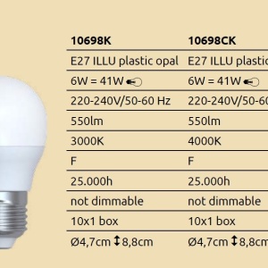Bec LED-E27-ILLU 6W 550lm 3000K 134267 universul-luminii.ro