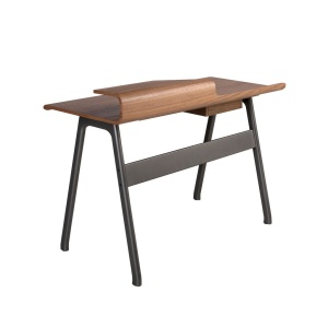 Birou modern din lemn furniruit si fibra de sticla Walnut - Img 4