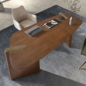 Birou modern din lemn furniruit Walnut - Img 5