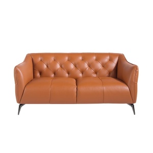 Canapea 2 locuri din piele naturala capitonata Cowhide leather brown - Img 3