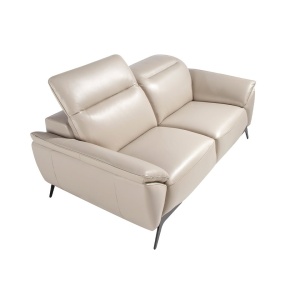 Canapea 2 locuri eleganta, design italian Cowhide leather taupe grey - Img 8