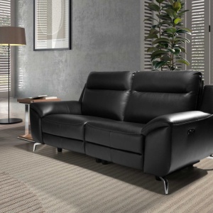 Canapea 2 locuri eleganta, design LUX cu functia relax Cowhide black - Img 6