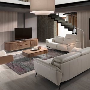 Canapea 3 locuri eleganta, design italian Cowhide leather taupe grey - Img 10