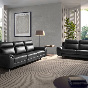 Canapea 3 locuri eleganta, design LUX cu functia relax Cowhide black - Img 8