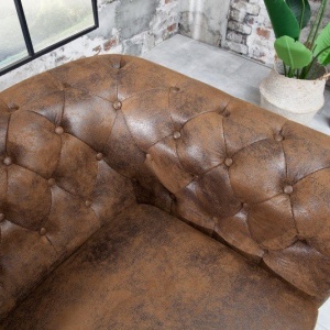 Canapea clasica stil englezesc Chesterfield 3 locuri maro antic - Img 3
