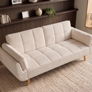 Canapea extensibila BOUTIQUE 215cm catifea raiata bej - Img 9