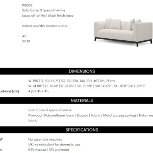 Canapea fixa design LUX Corso S, lyssa sand - Img 10