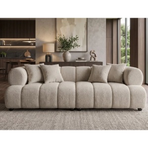 Canapea XXL ADLON 255cm, material boucle champagne greige
